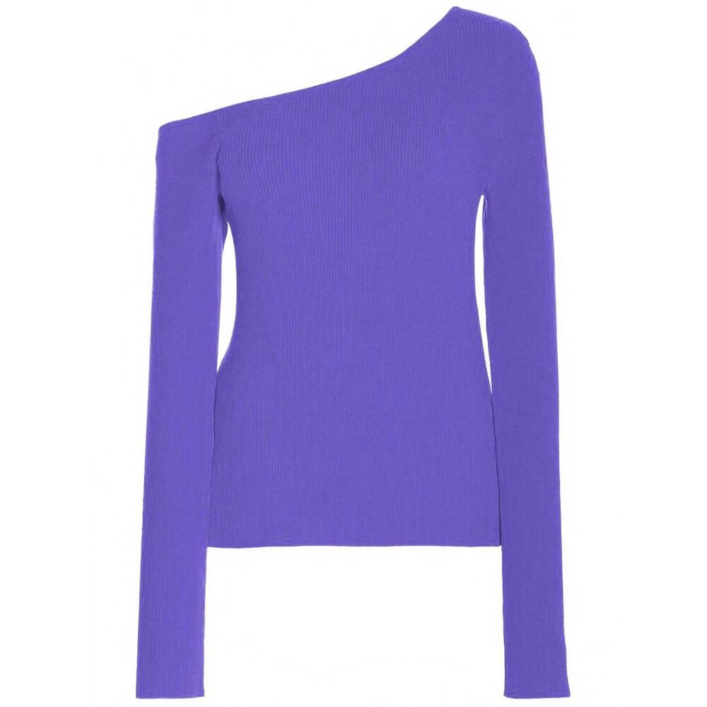 NEW LAPOINTE women's matte viscose one shoulder long sleeve sweater in lilac